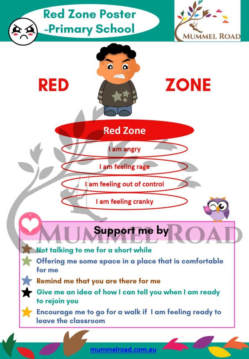 Red zone poster Primary School Mummel Road Autism Support for Families